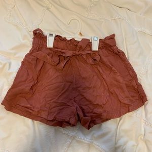 taupe red hollister paper bag shorts